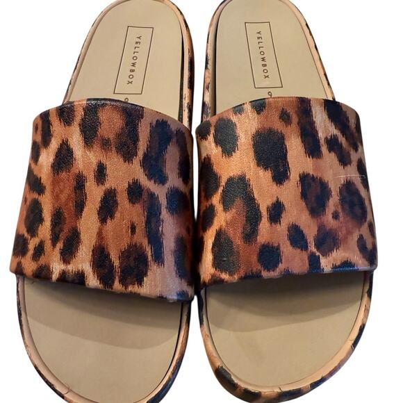 Yellow Box Leopard Print Women's Size 9 Slip On Platform Sandals - Picture 5 of 6